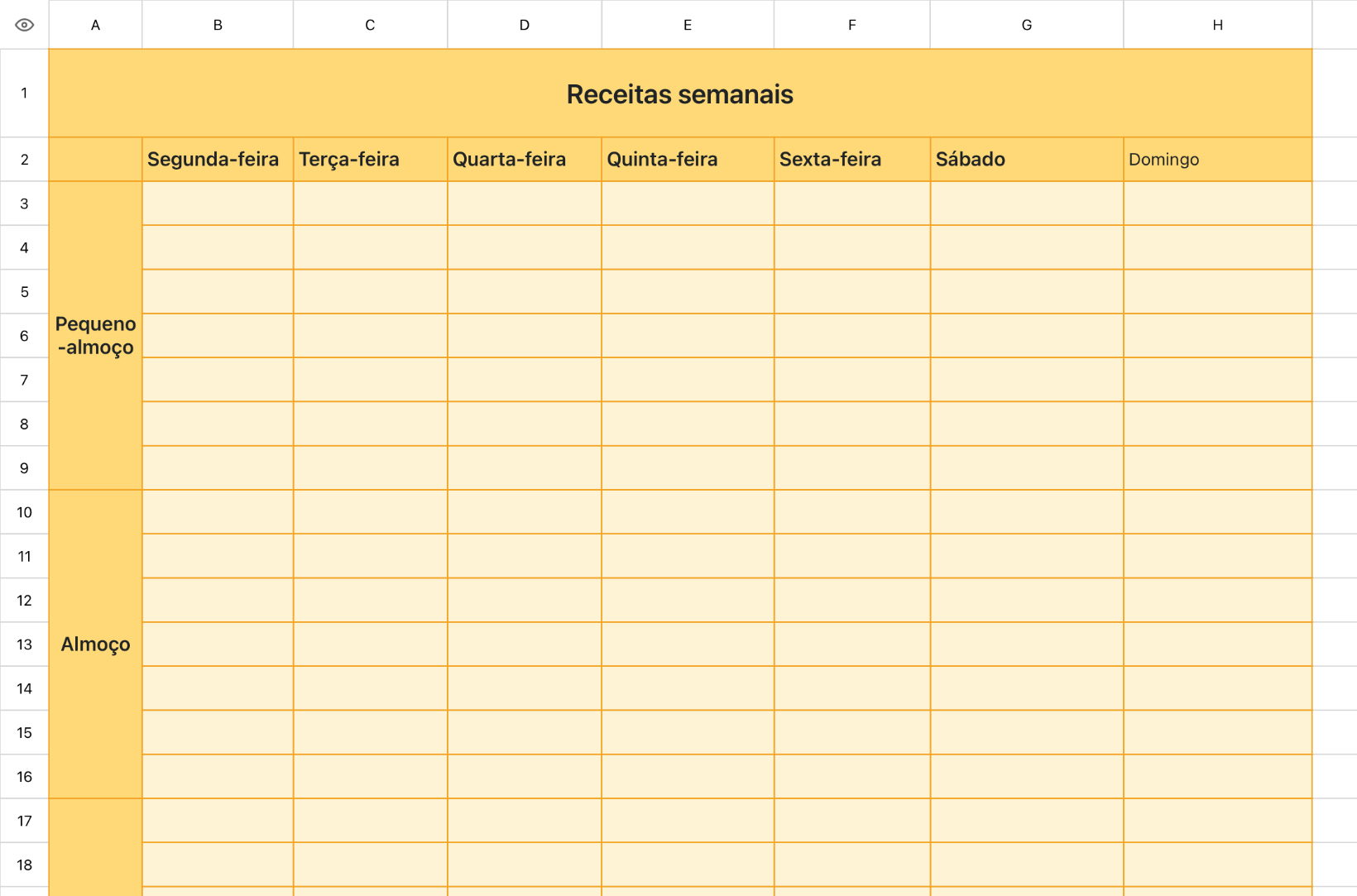 Receitas semanais